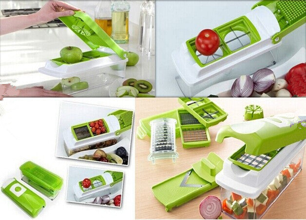 12pcs Multifunctional Vegetable Chopper Handle Food Grate Food Chopper Vegetable Slicer Dicer Cut Kitchen Gadgets