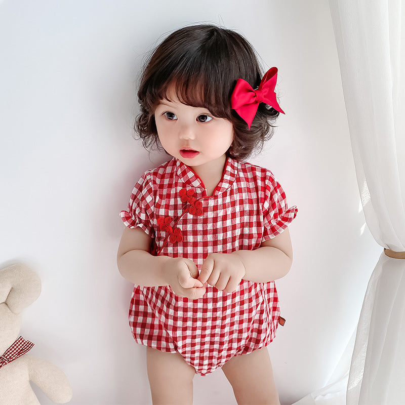 Baby Jumpsuit, Cheongsam, Ancient Costume, Chinese Clothing, National Version, Climbing Bag, Fart Clothing Set, Children's Clothing