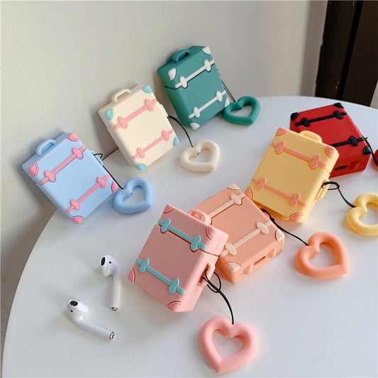 Liquid Silicone Airpods Protective Case Suitcase Cute