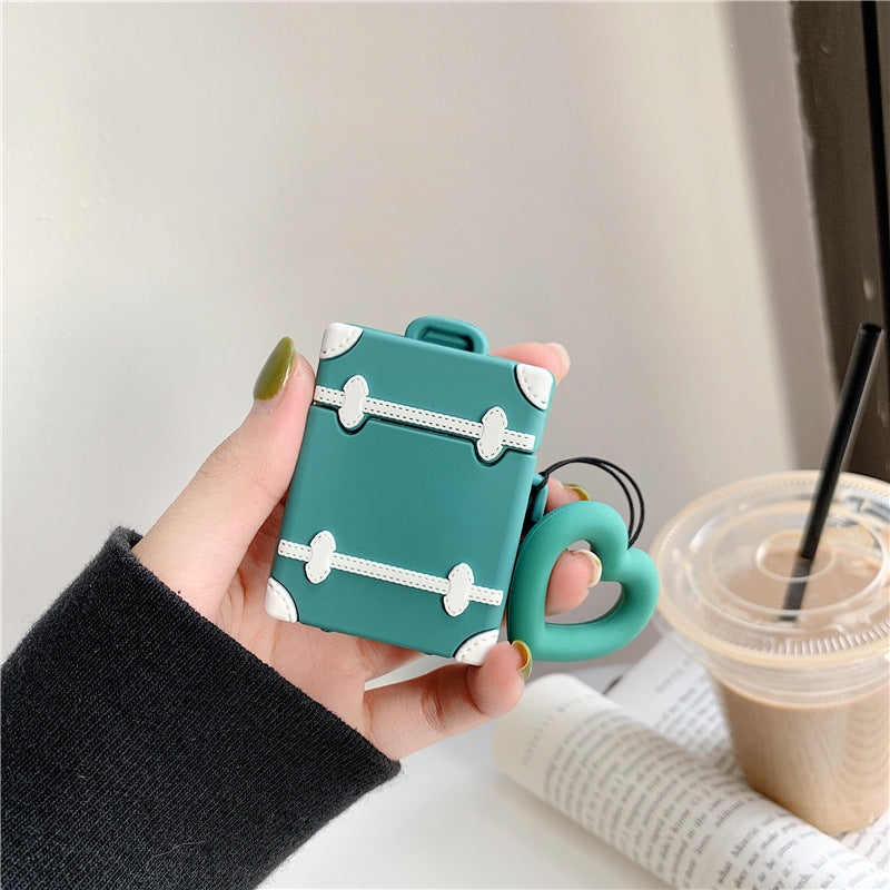 Liquid Silicone Airpods Protective Case Suitcase Cute